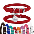 Rolled Leather Dog Collar with QR ID Dog Tag X63008