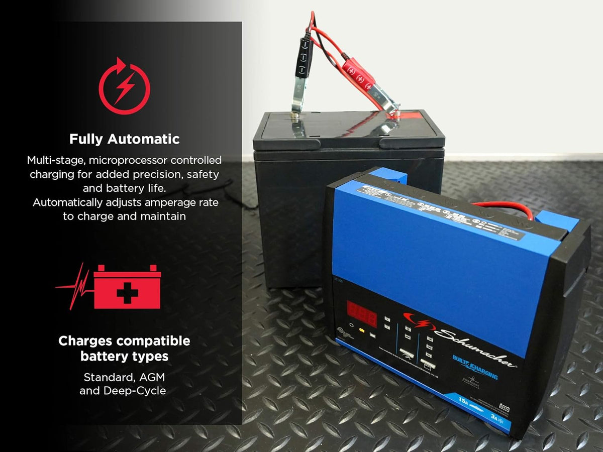 Fully Automatic 15 Amp 3 Amp 6V 12V Battery Charger Maintainer B141