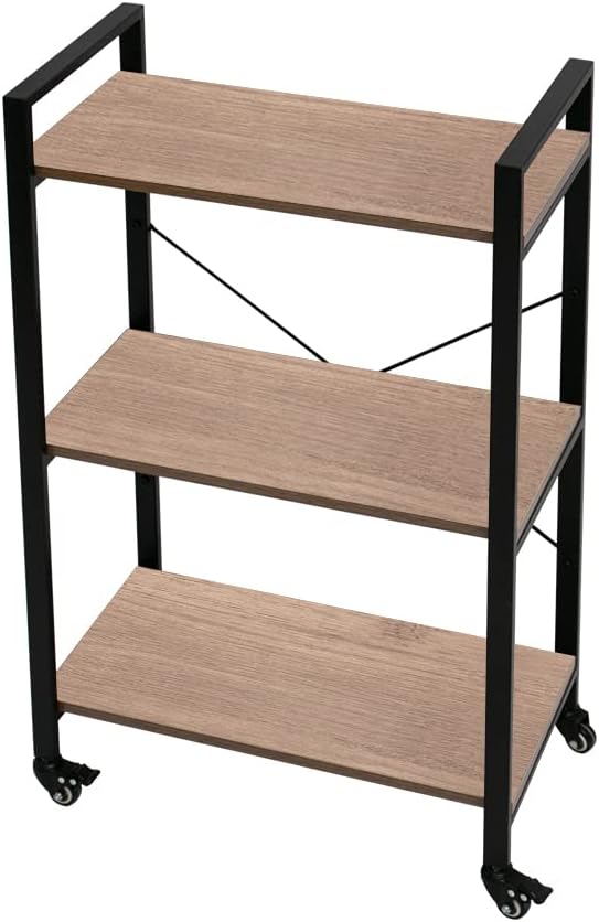 3-Tier Wood and Metal Storage Rack Shelf Unit C94313