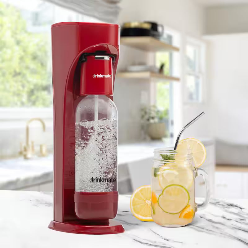 Red Sparkling Water and Soda Maker Machine with 60L CO2 Cartridge and 1L Bottle H705165