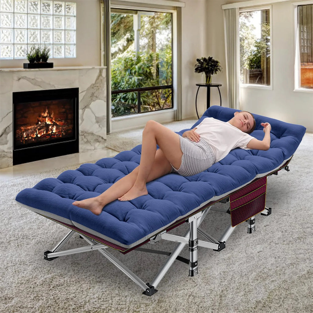 75'' Portable Folding Camping Cot with Mattress and Carry Bag T372