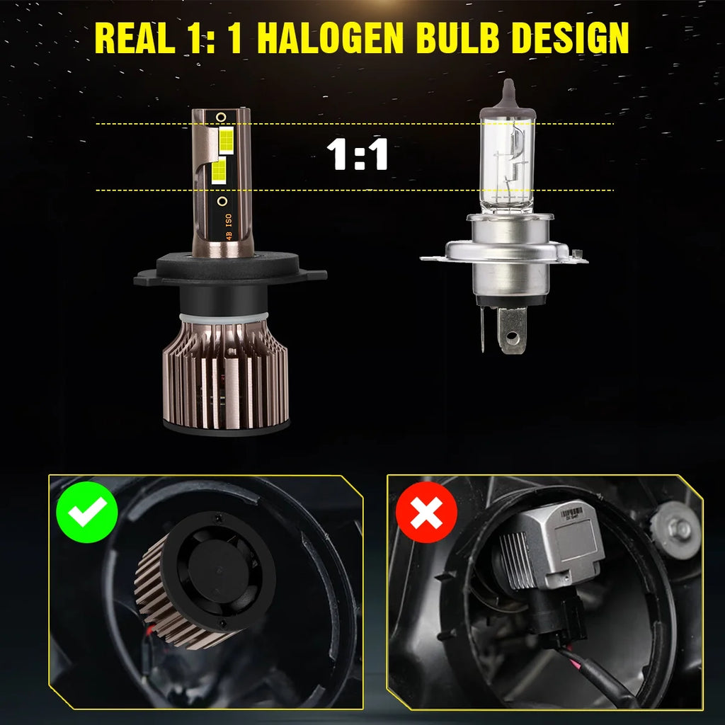 H4 9003 Dual Beam LED Bulbs, H11 Fog Light, 6500k Cool White, IP68 Waterproof H9941