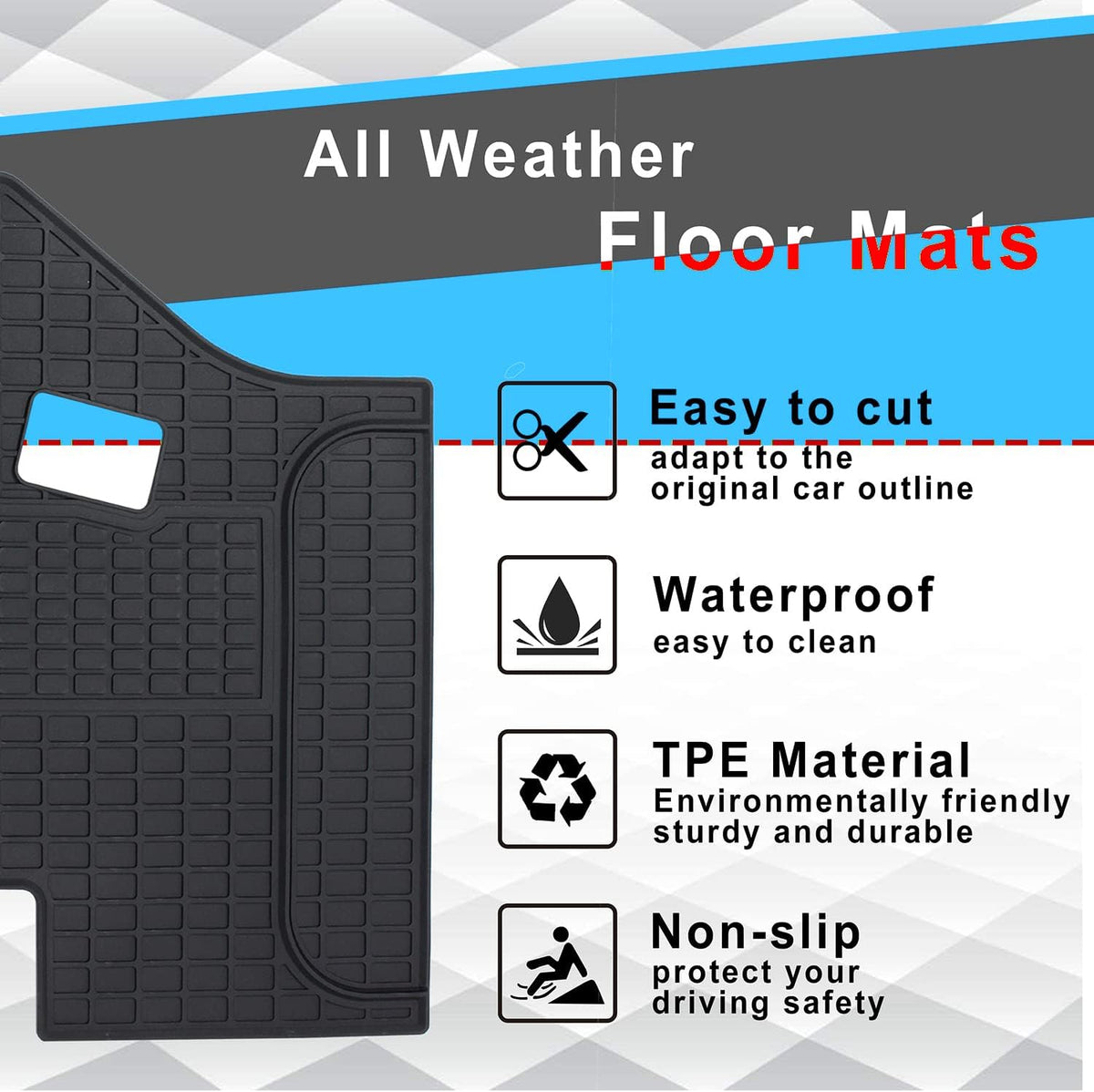 All-Weather Rubber Truck Floor Mats Cargo Liners 3PCS Set A50583