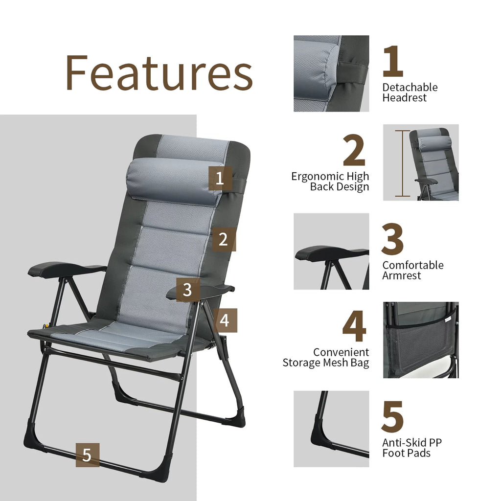 4 PCS Gray Patio Folding Chair Ottoman Set E141125