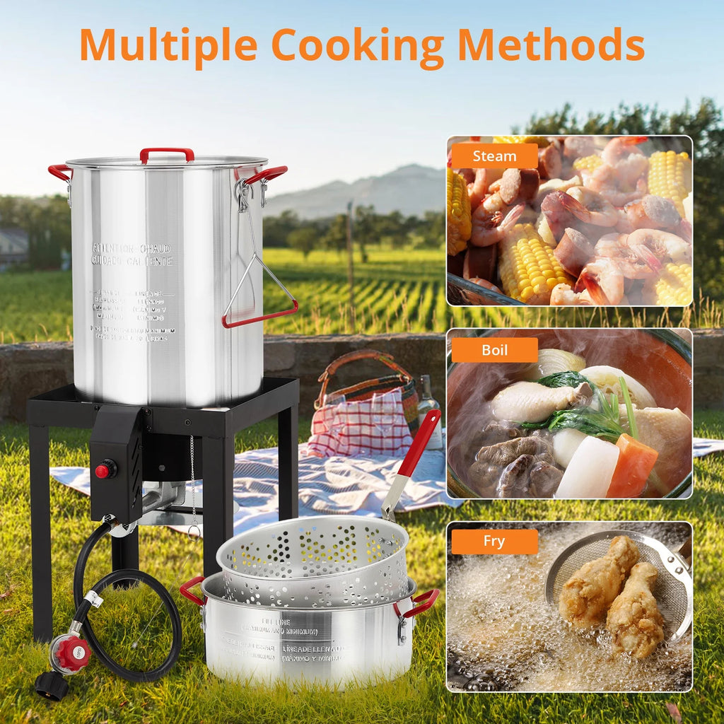 30-Quart Propane Outdoor Turkey Fryer Kit Aluminum Boiler Steamer I11734