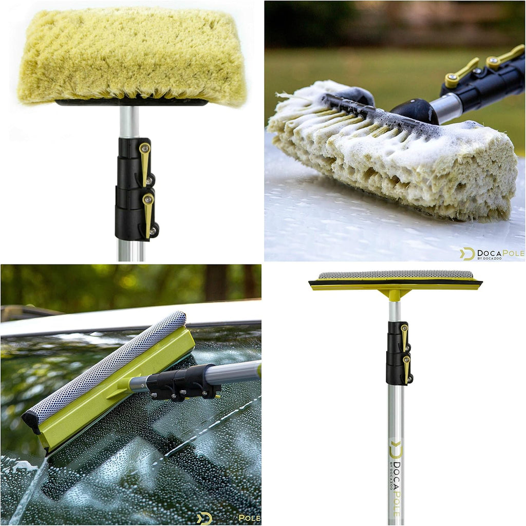 Car Cleaning Kit with Soft Car Wash Brush, Squeegee, Mitt, Microfiber Cleaning Head & Extension Pole I4555