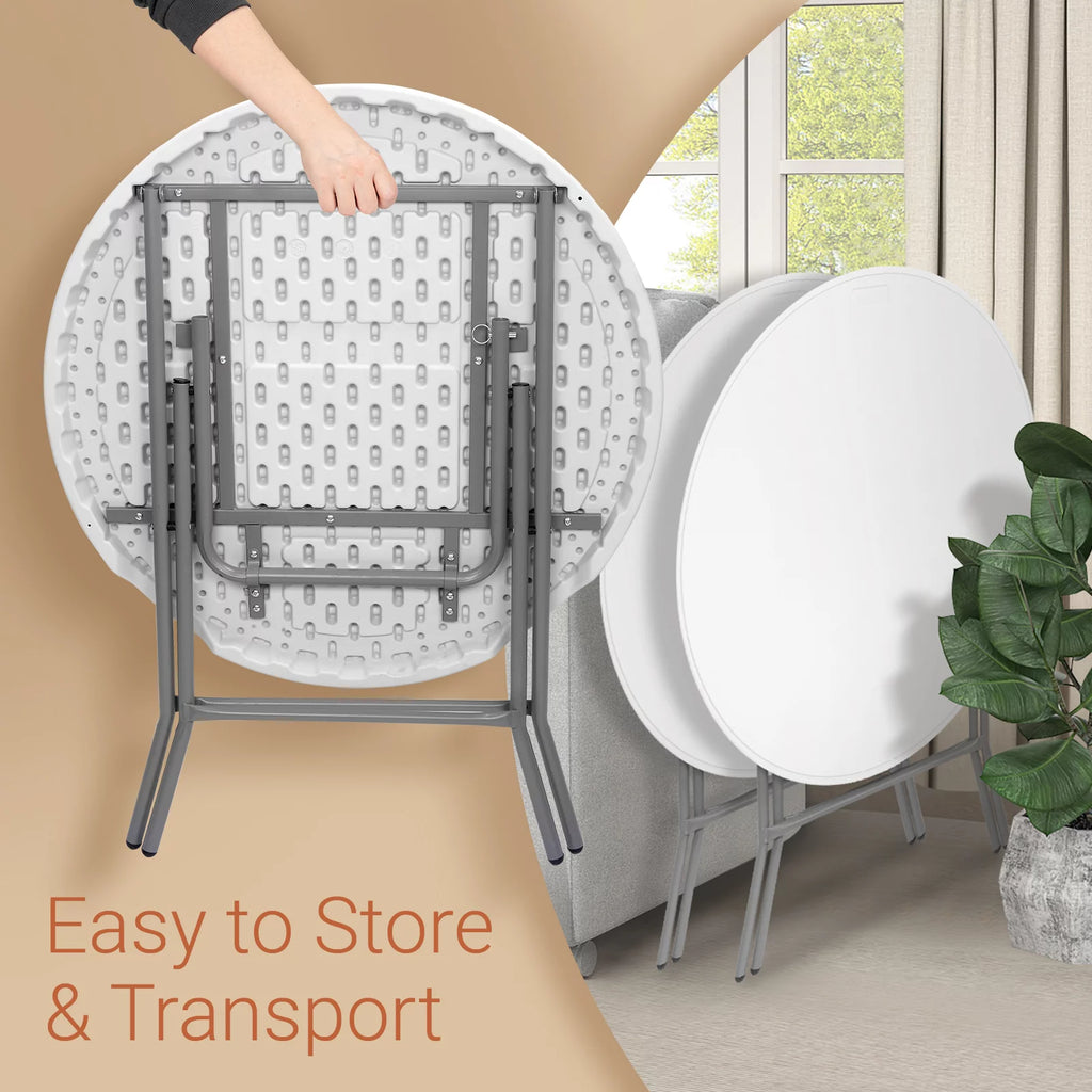 48 Round White Granite Bi-Folding Portable Plastic Table O2018