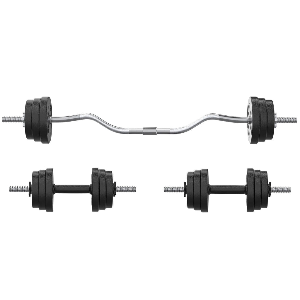 2 in 1 Adjustable Dumbbell Set with Connecting Rod Black S69665