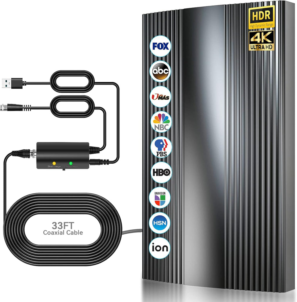 Digital TV Antenna 400 Miles Range Indoor Outdoor 4K 1080P HD with Amplifier Signal Booster G829