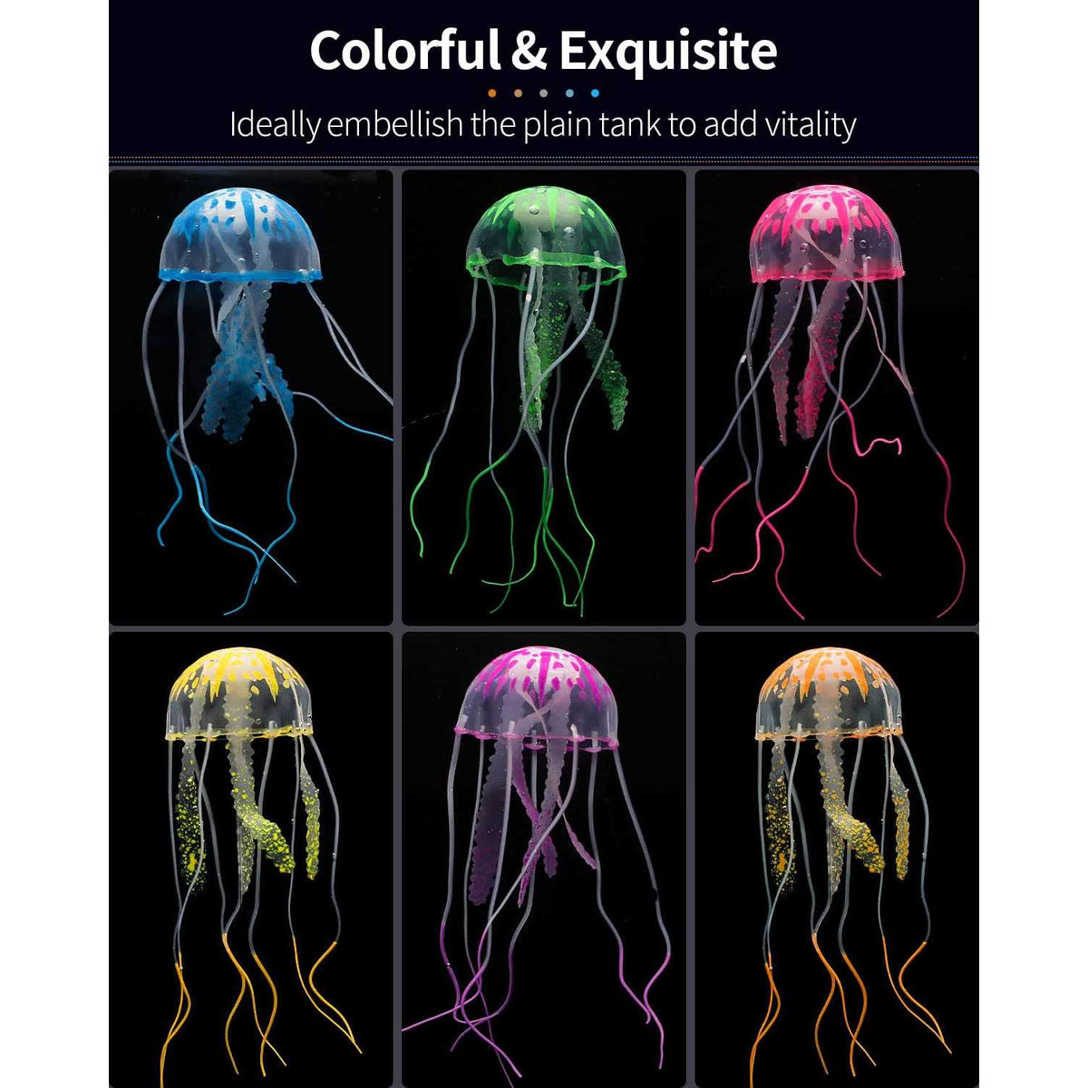 6 Pcs Glowing Jellyfish Aquarium Ornament H215495