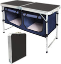 Folding Camp Table with Storage Organizer, Aluminum Adjustable (Black) W90094