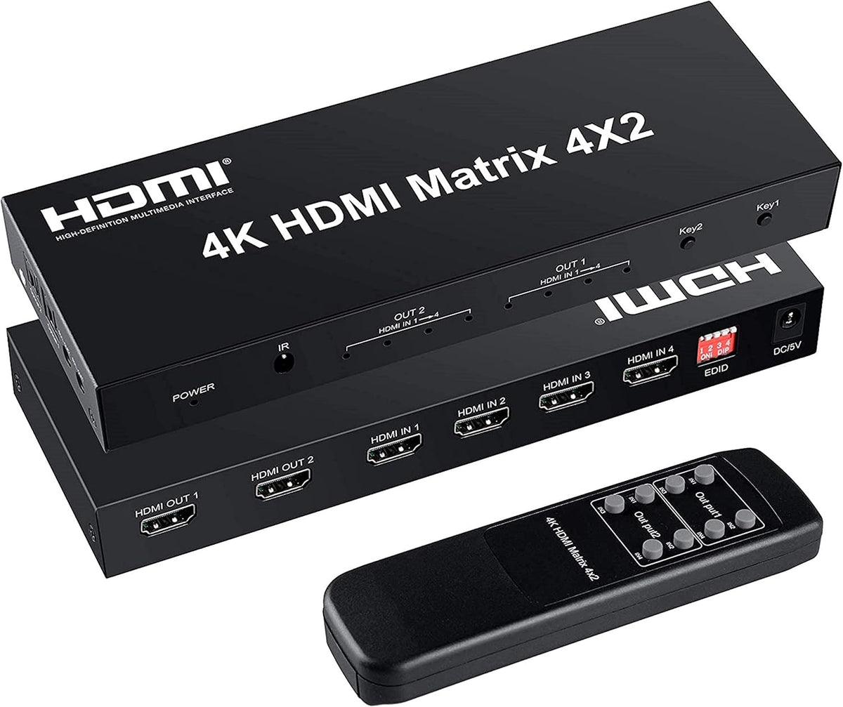 4 in 2 Out HDMI Matrix Switch with IR Remote Control B29959