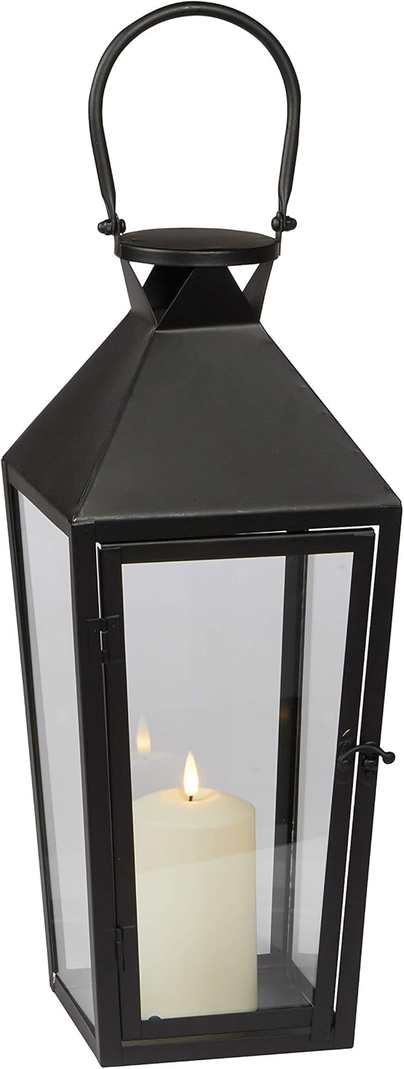 Black Metal LED Flameless Candle Lantern I715289