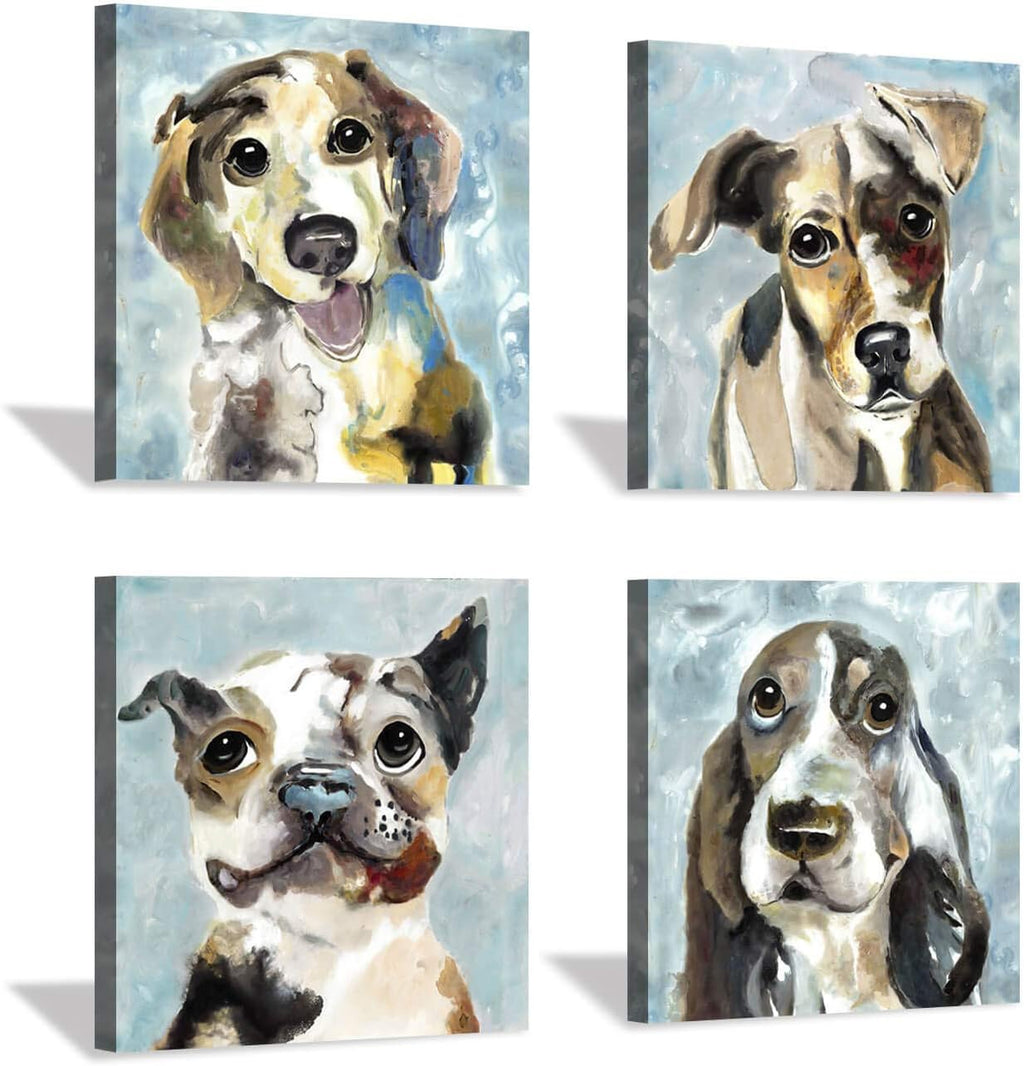 Abstract Dog Canvas Print 16'' x 16'' 4 Panels I869