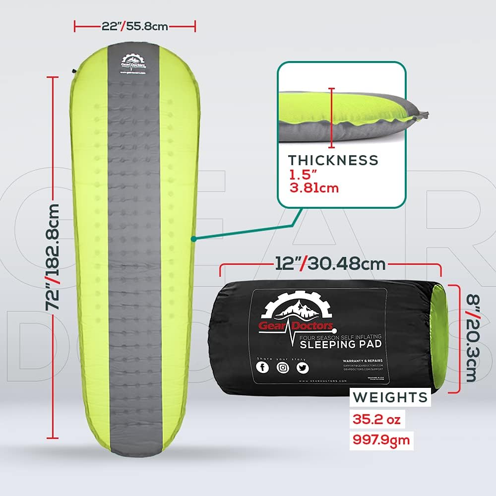 Self Inflating Sleeping Pad 4.3 R 1.5 Inch Thick Air Foam Hybrid C129055