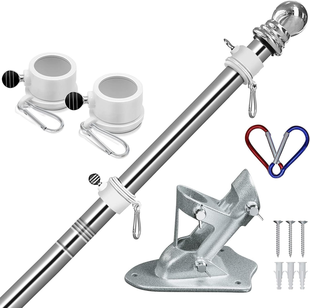 6 FT Stainless Steel Flag Pole Kit with Bracket R61949