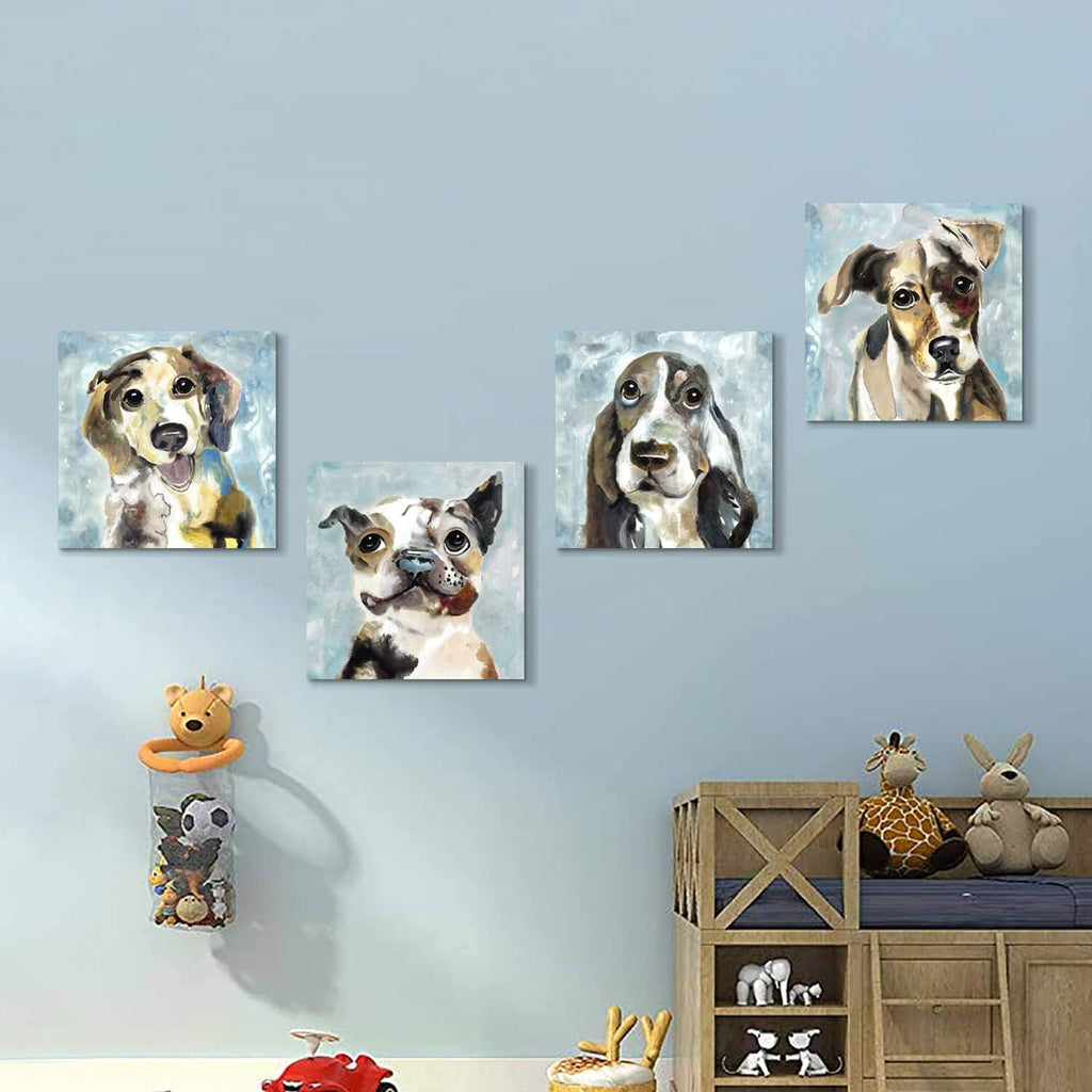Abstract Dog Canvas Print 16'' x 16'' 4 Panels I869