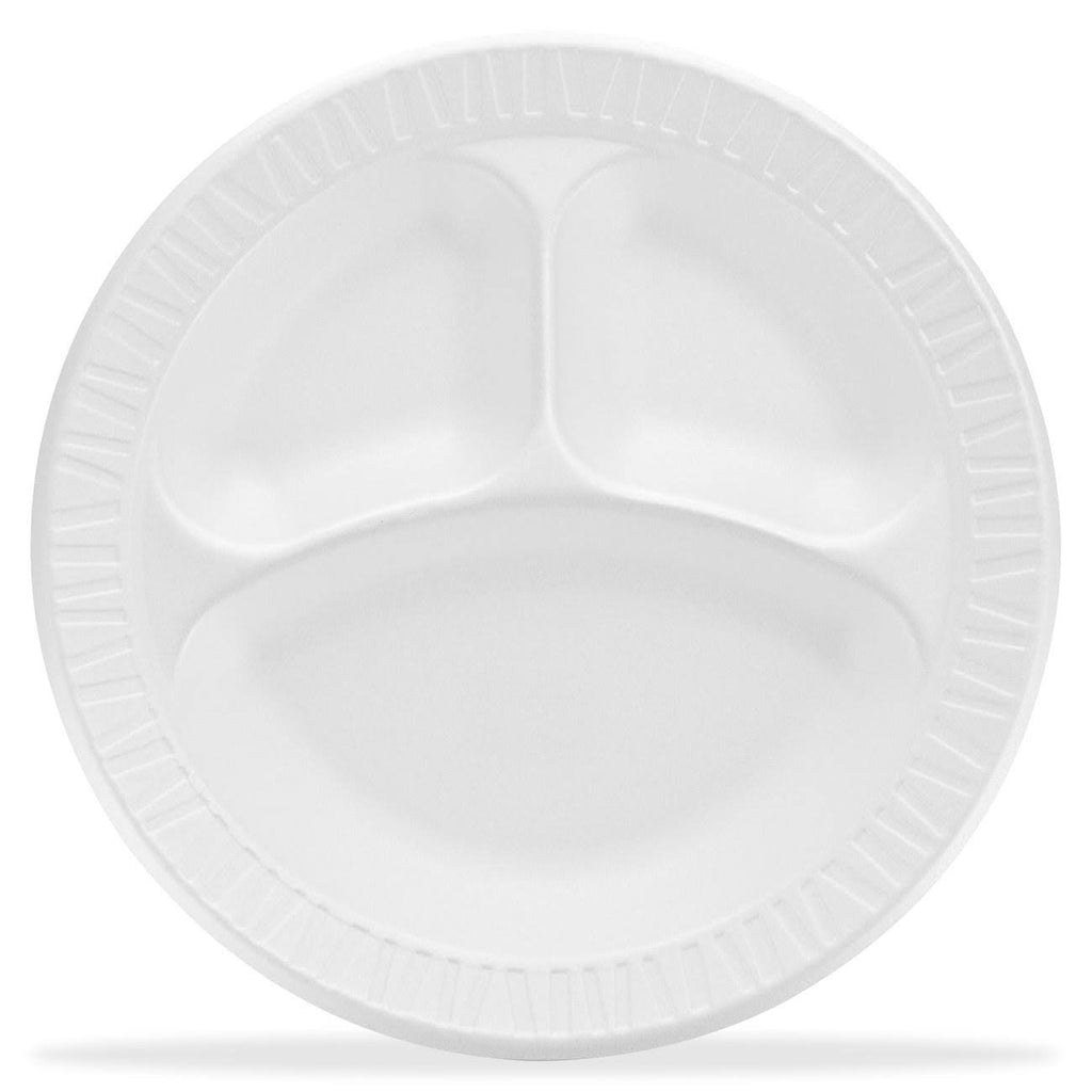 White 3 Compartment Laminated Foam Plate B905