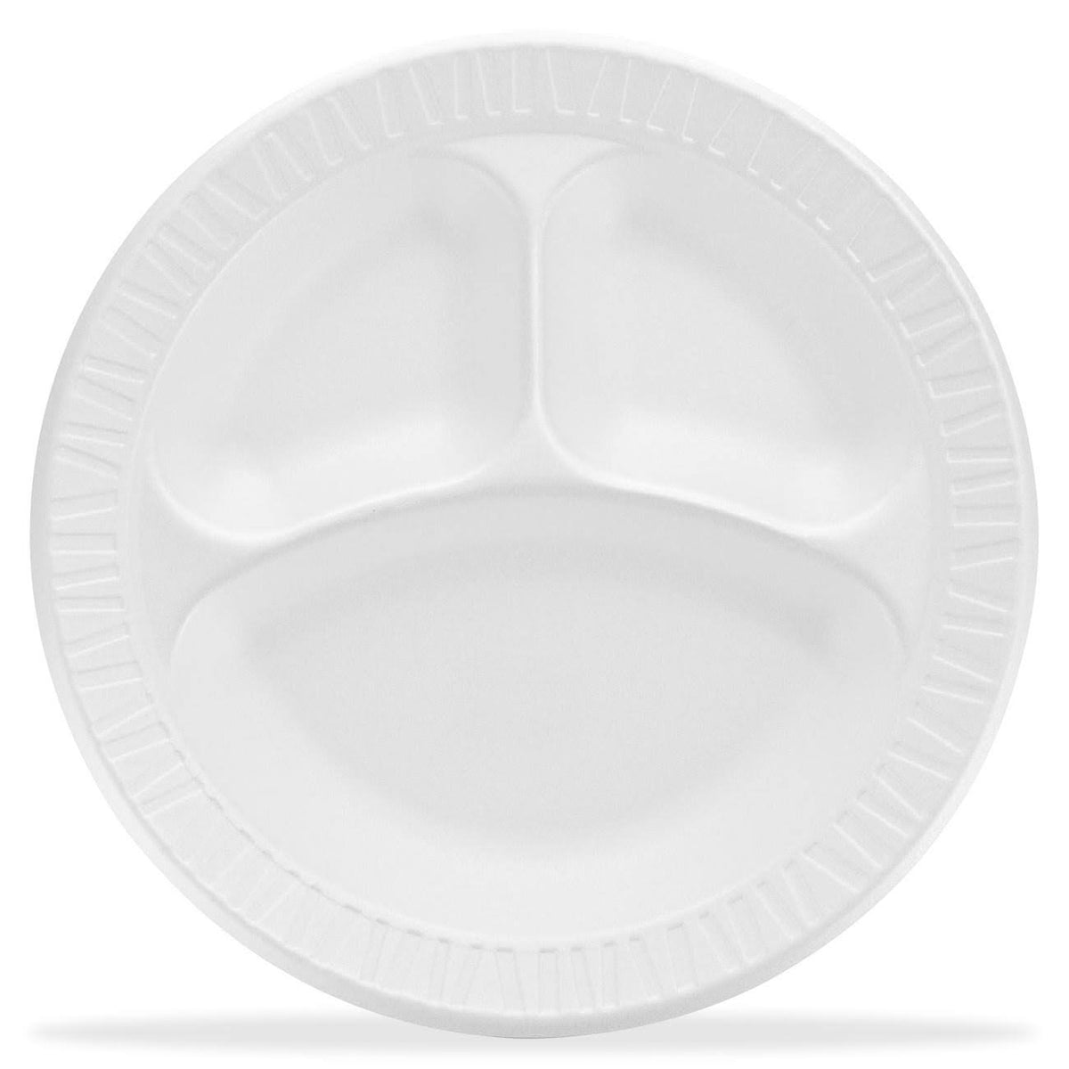 White 3 Compartment Laminated Foam Plate B905