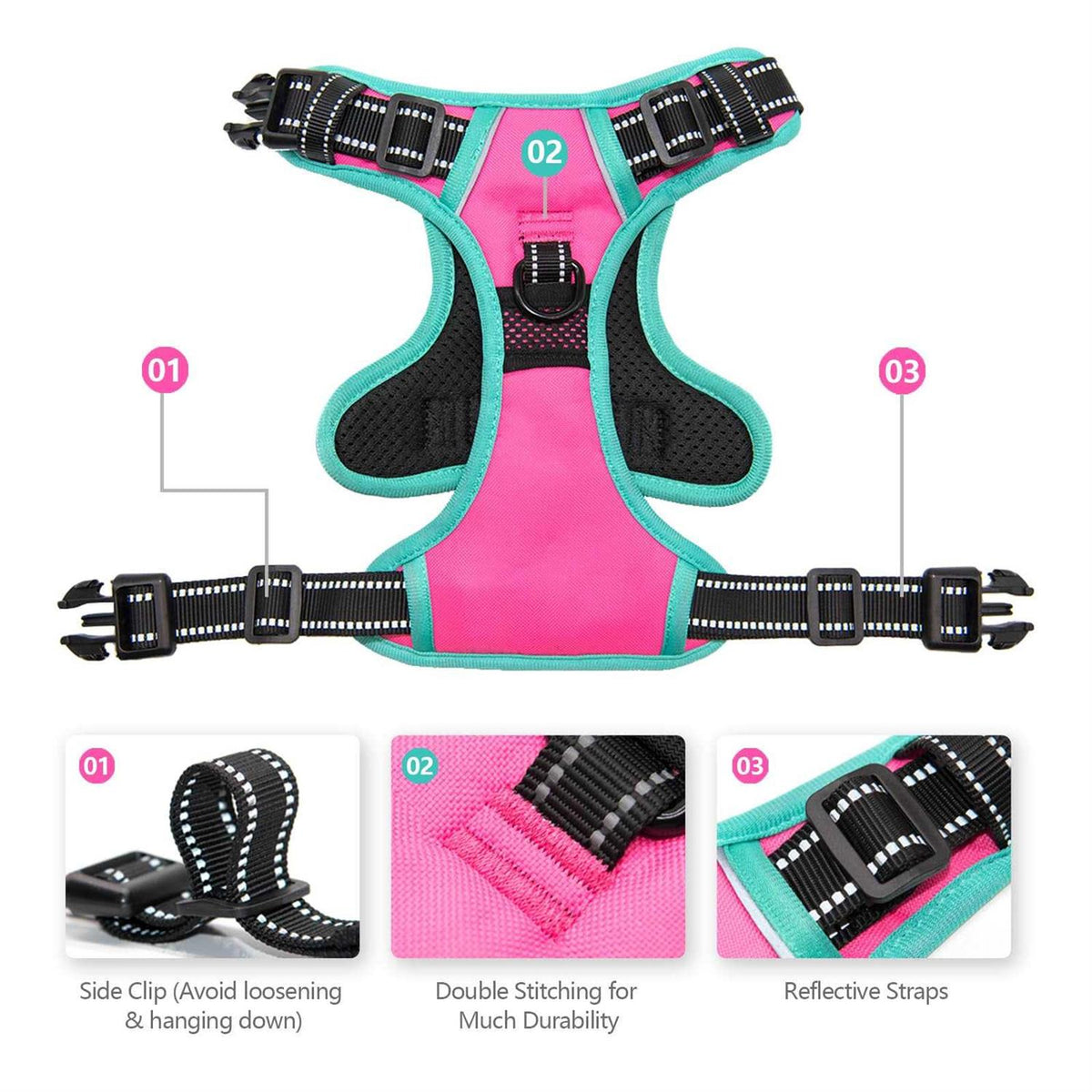 No Pull Reflective Dog Harness with Handle D898866