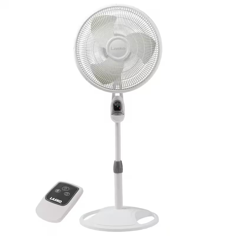 16 in. 3 Speed Oscillating Pedestal Fan with Remote Control in White L8399