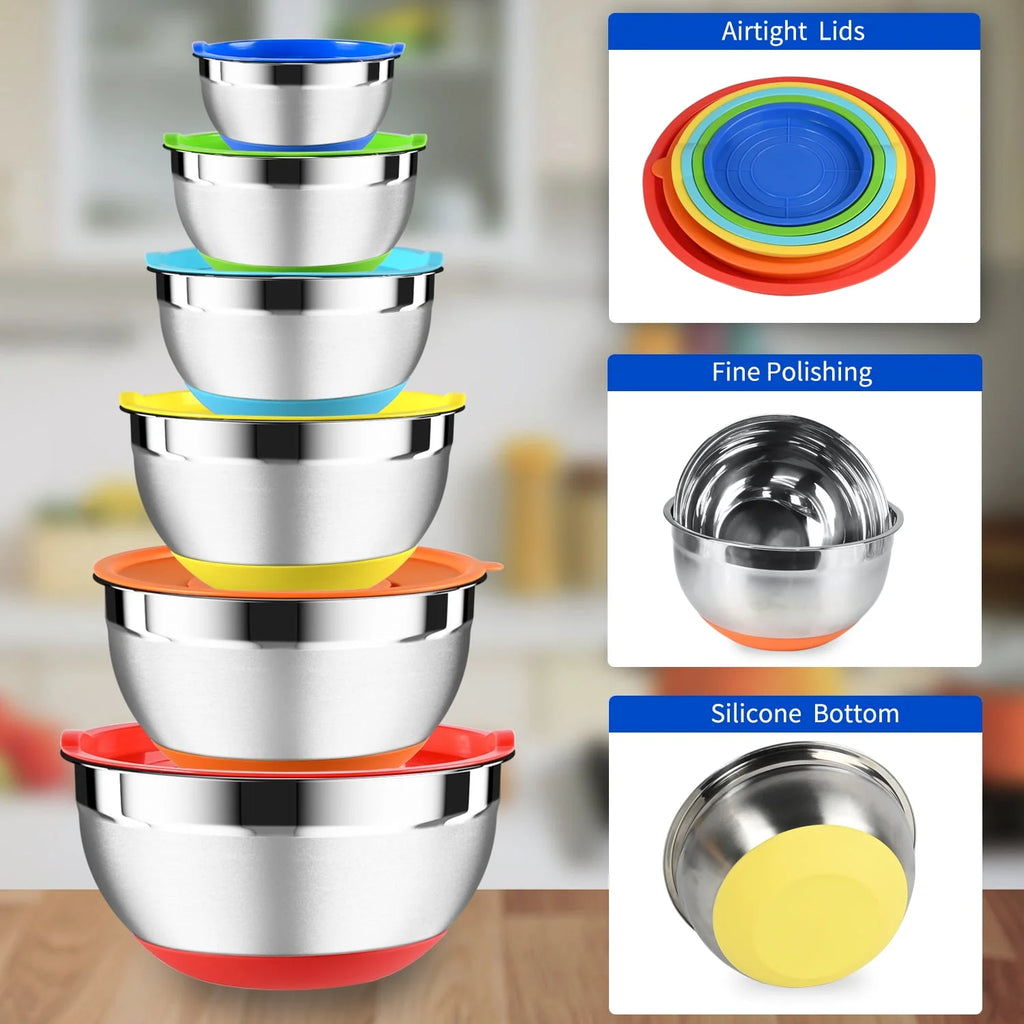 20 Pcs Stainless Steel Mixing Bowls Set with Lids L577