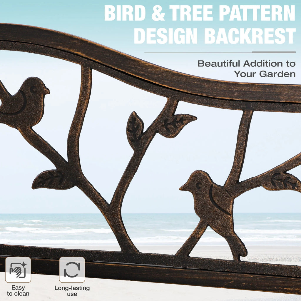 Red Metal Patio Garden Bench H7741
