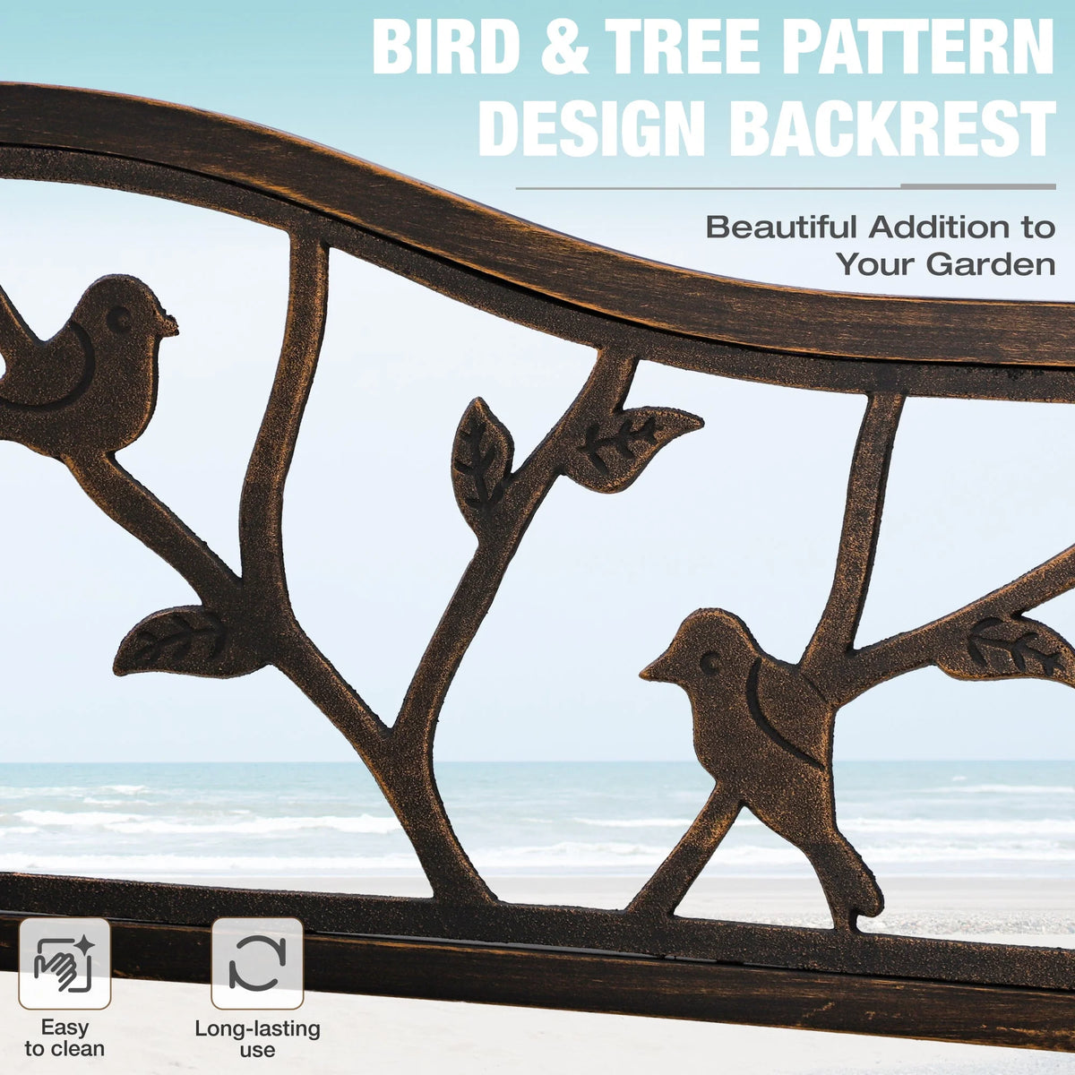 Red Metal Patio Garden Bench H7741