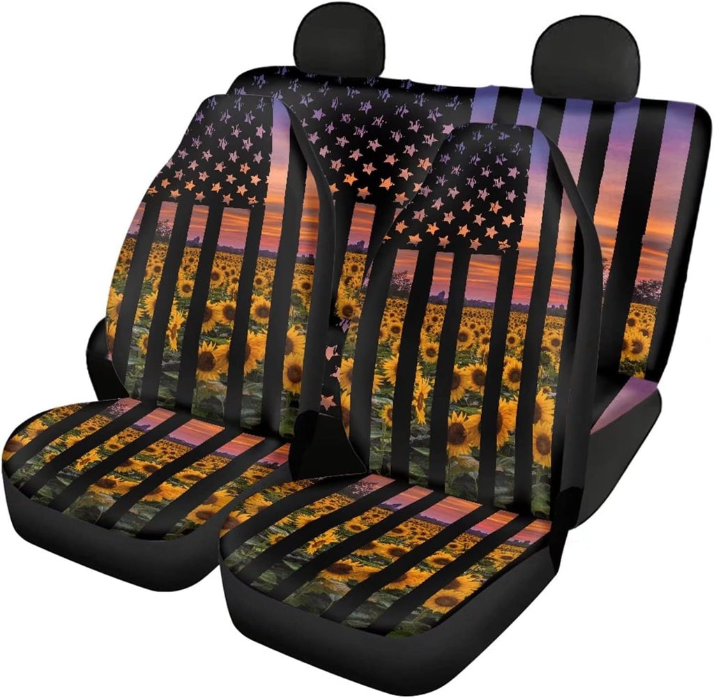 Blue Butterfly Floral Moon Pattern Car Seat Covers Pack of 2 D4496