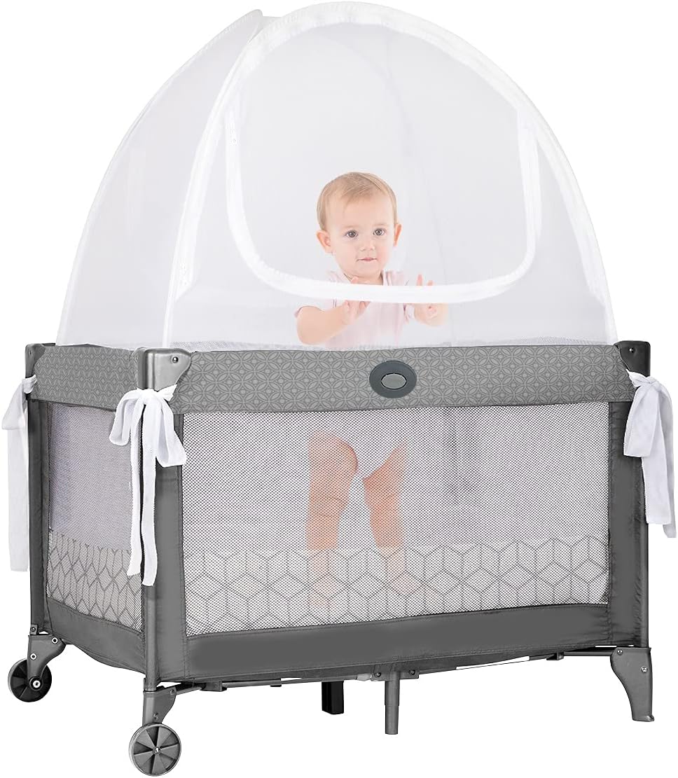 Baby Safety Crib Tent Mosquito Net See Through Mesh Pop-up Canopy Cover W97592