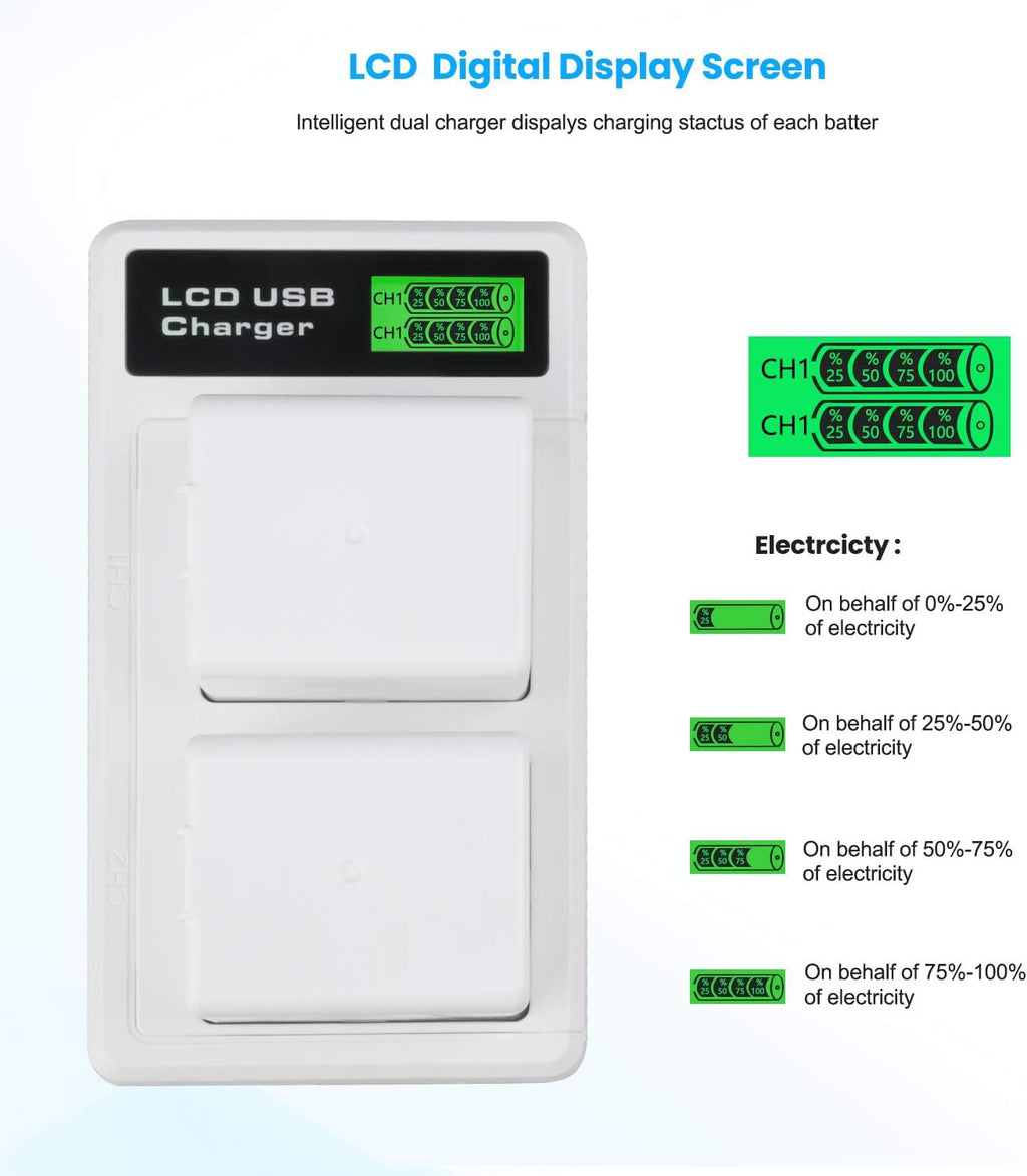 2-Pack Rechargeable Batteries and LCD Dual Charger 3.85V 4800mAh E5231