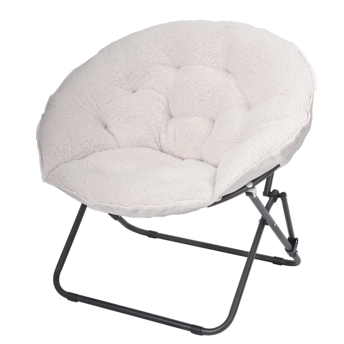 White Faux Shearling Saucer Chair K7166