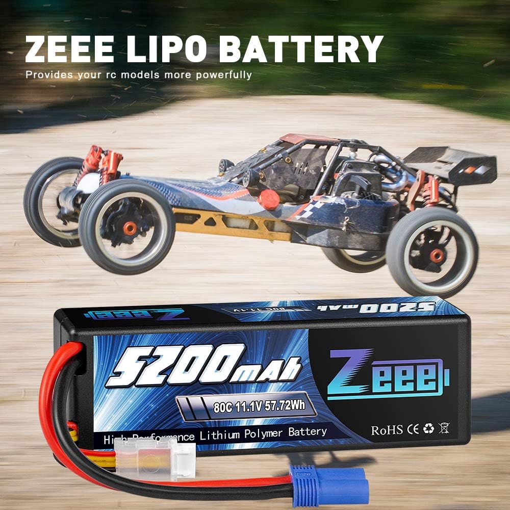 11.1V 80C 5200mAh 3S Lipo Battery with EC5 Connector Hardcase 2 Packs O993913
