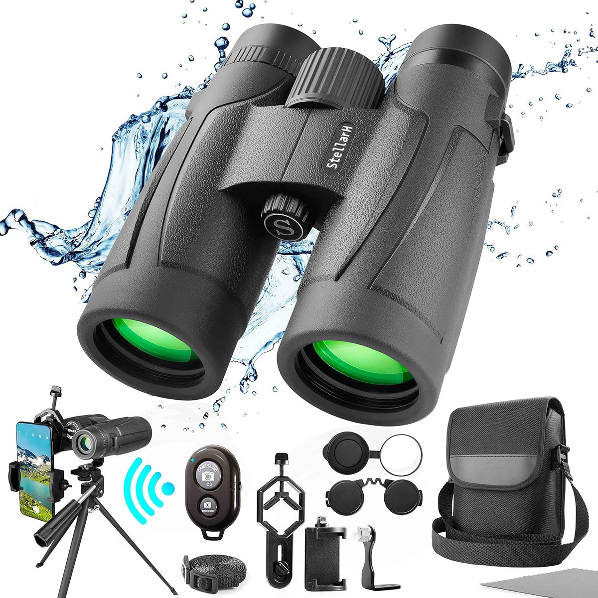10x42 Waterproof Binoculars with Tripod and Smartphone Adapter D956241