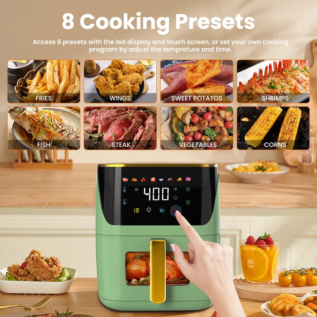 Air Fryer Large 8.5 QT White 8 in 1 Touch Screen Visible Window 1750W U1884