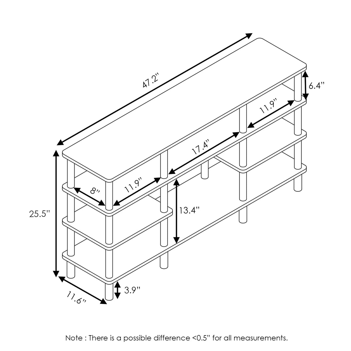 4-Tier Espresso Black TV Stand L89837