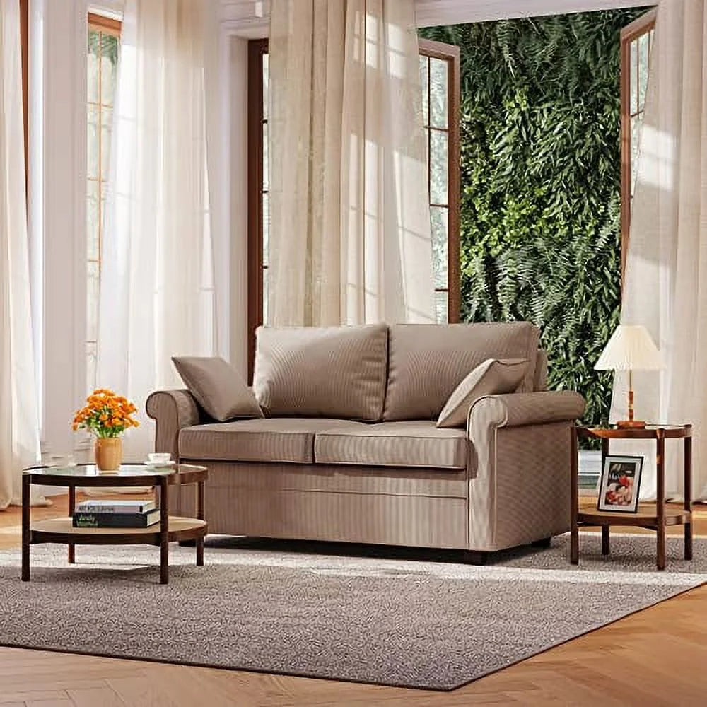 Brown Corduroy 2 in 1 Sleeper Sofa P5794