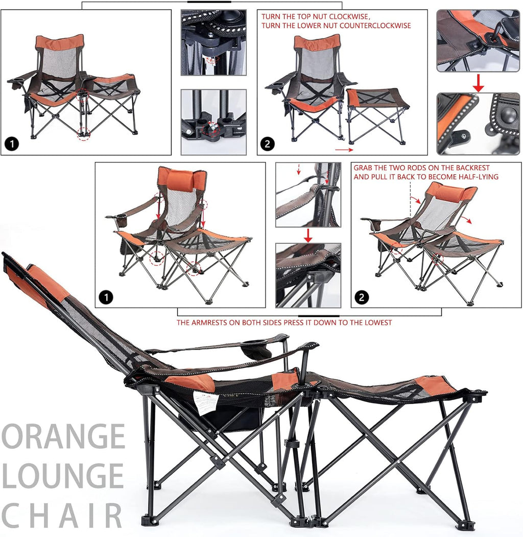 Folding Reclining Camping Chair with Footrest O6611