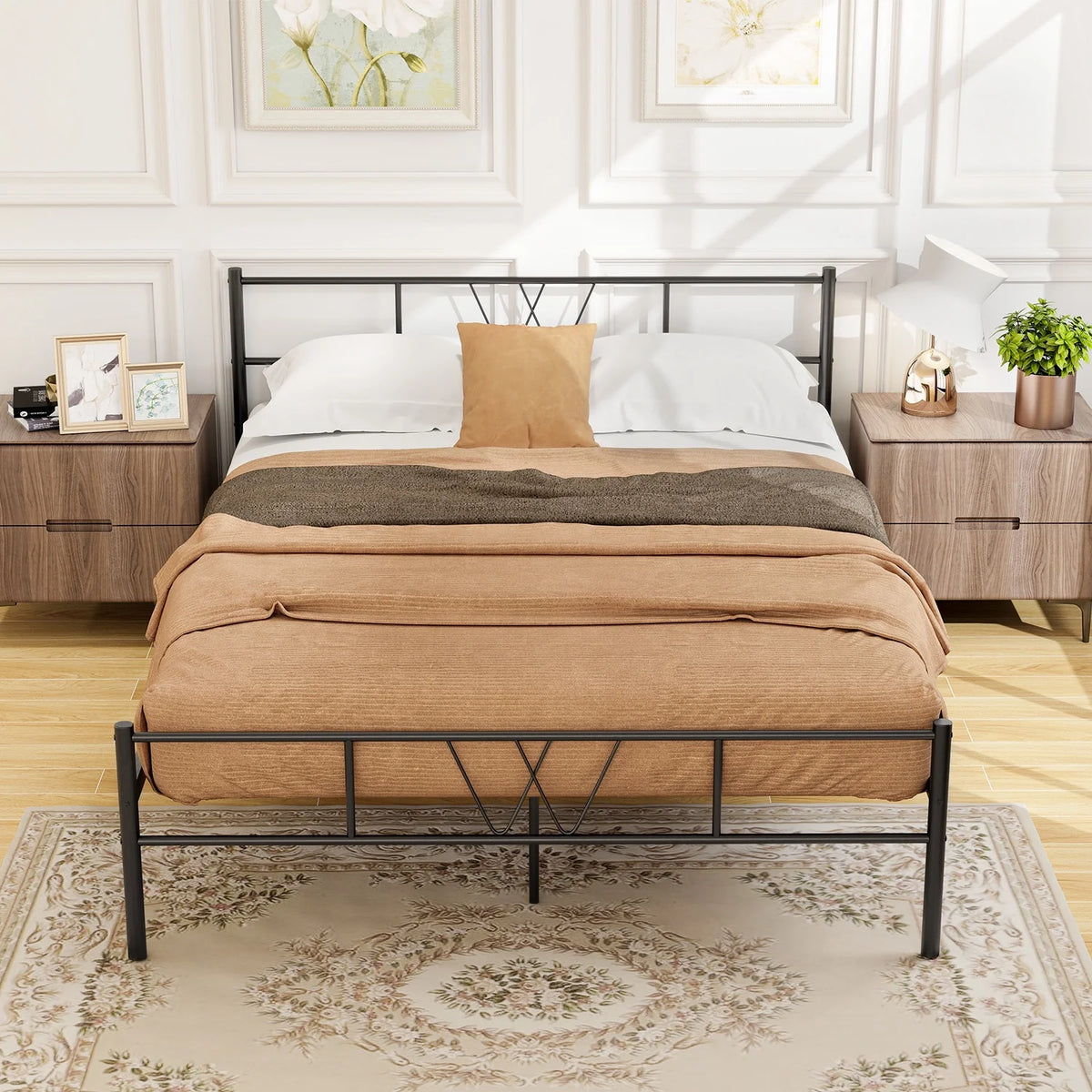 Full Size Black Metal Platform Bed Frame S975390