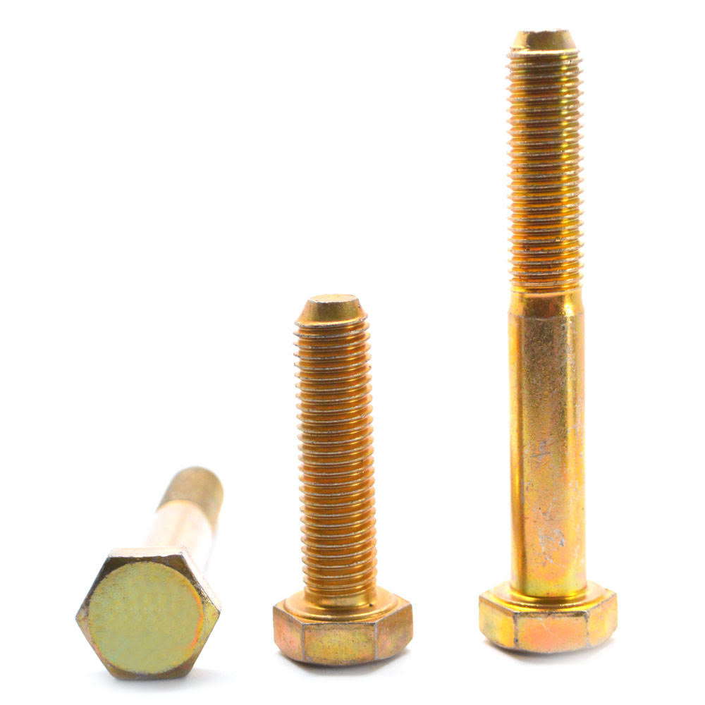 22 x 2 1/4 Coarse Thread Grade 8 Hex Cap Screw Alloy Steel Yellow Zinc Plated A5535