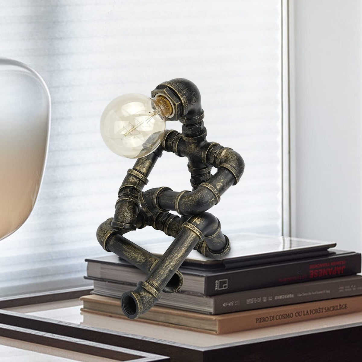 Bronze Iron Water Pipe Robot Lamp D925
