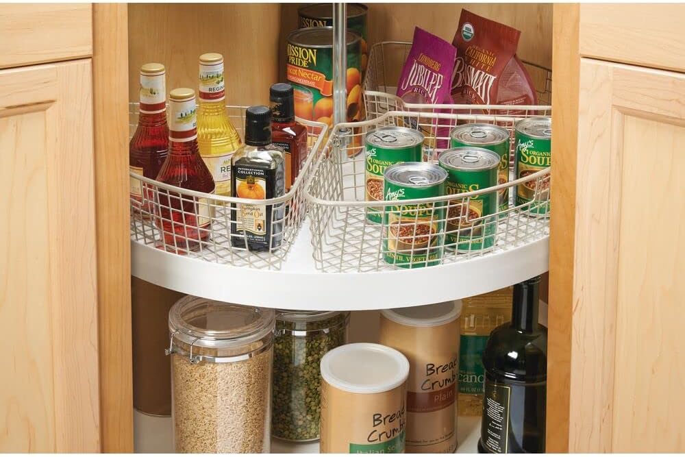 Metal Kitchen Cabinet Lazy Susan Storage Organizer Basket with Front Handle - 4 Pack L82702
