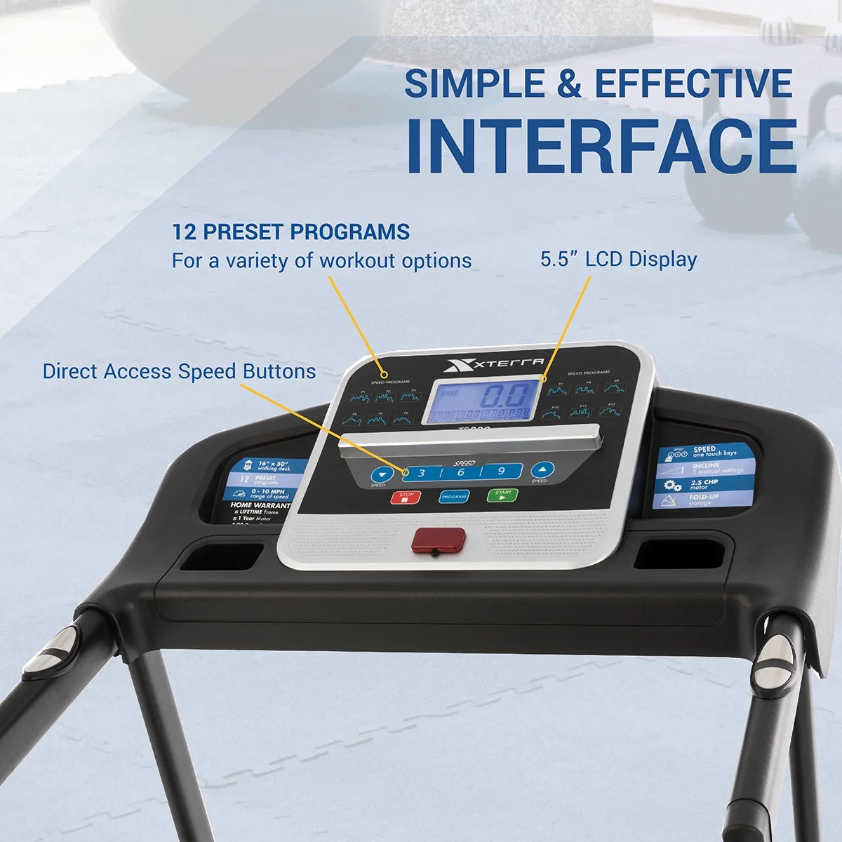 Folding Treadmill with Cushioned Deck and LCD Display U9407