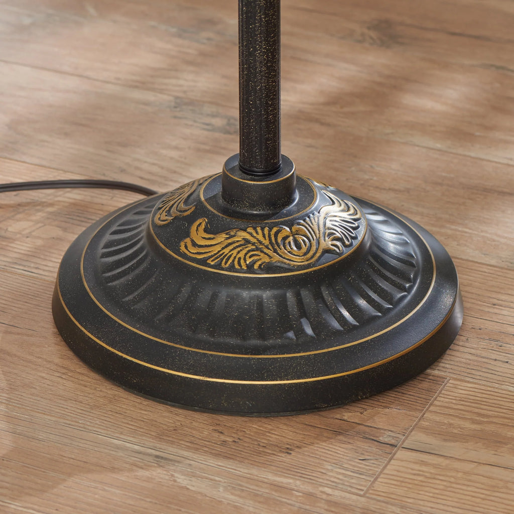 Bronze Victorian Floor Lamp with Etched Glass Shade V8582