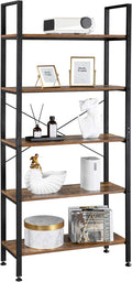 5 Tier Rustic Wood and Metal Bookshelf W559