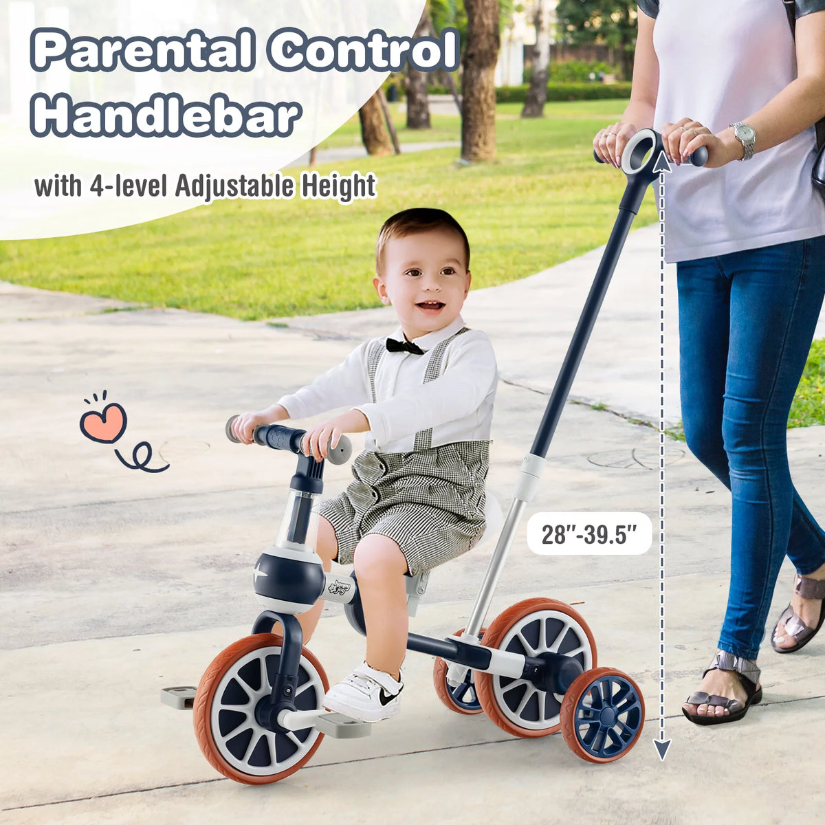 4 in 1 Kids Tricycles with Push Handle & Training Wheels D16268