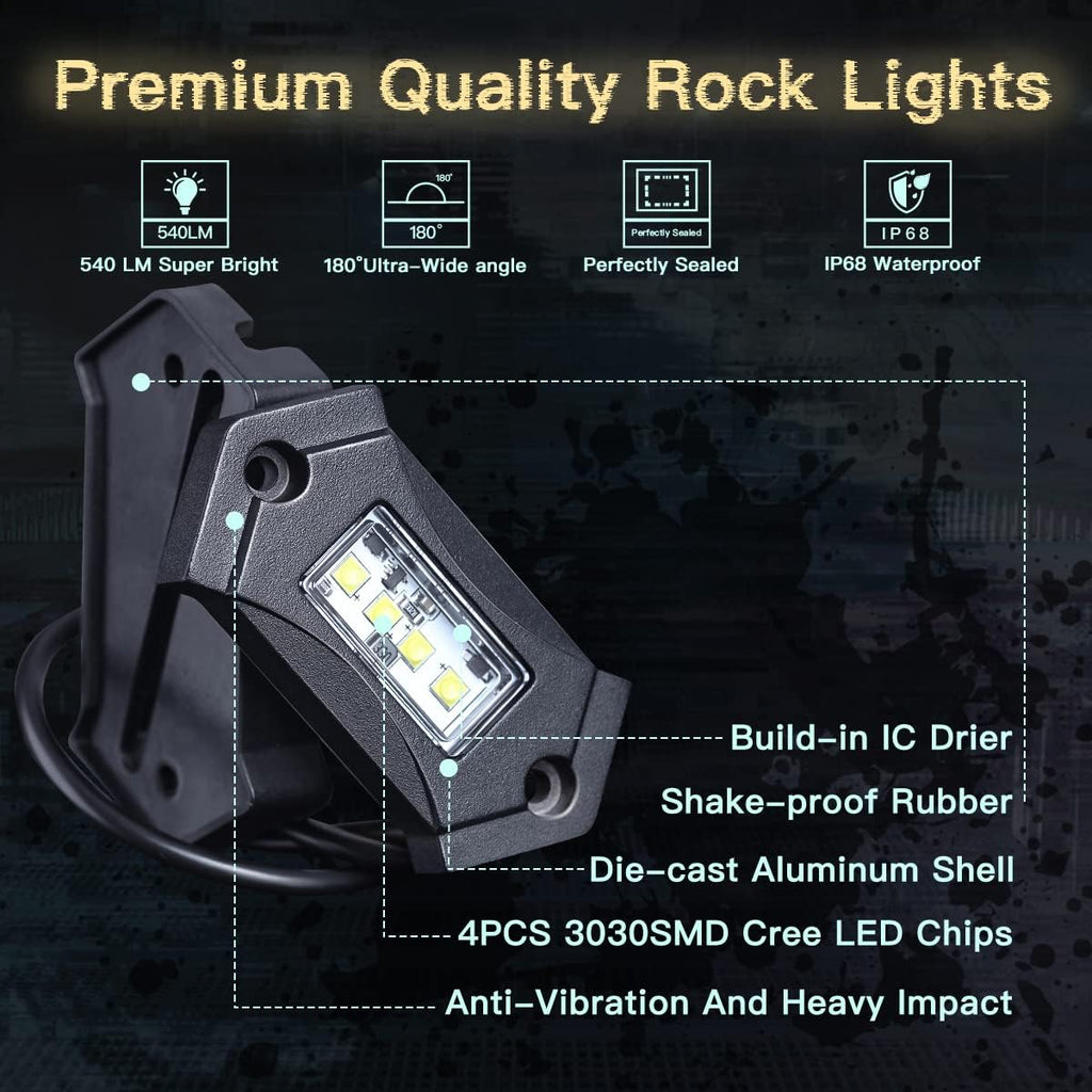 White 8Pods IP68 Waterproof LED Rock Lights M287