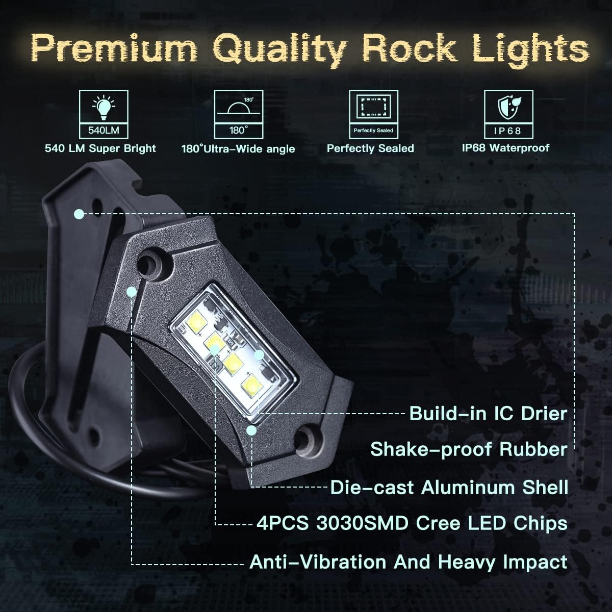 White 8Pods IP68 Waterproof LED Rock Lights M287