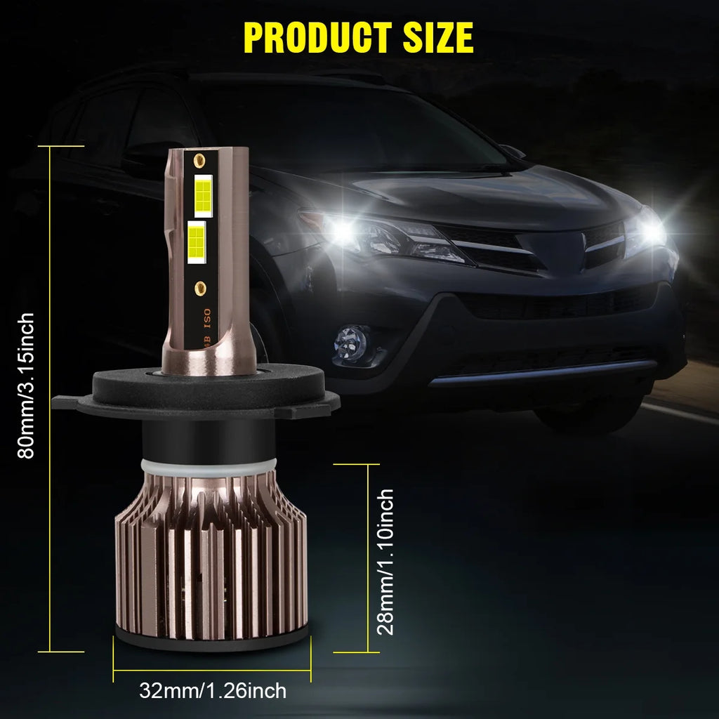 H4 9003 Dual Beam LED Bulbs, H11 Fog Light, 6500k Cool White, IP68 Waterproof H9941