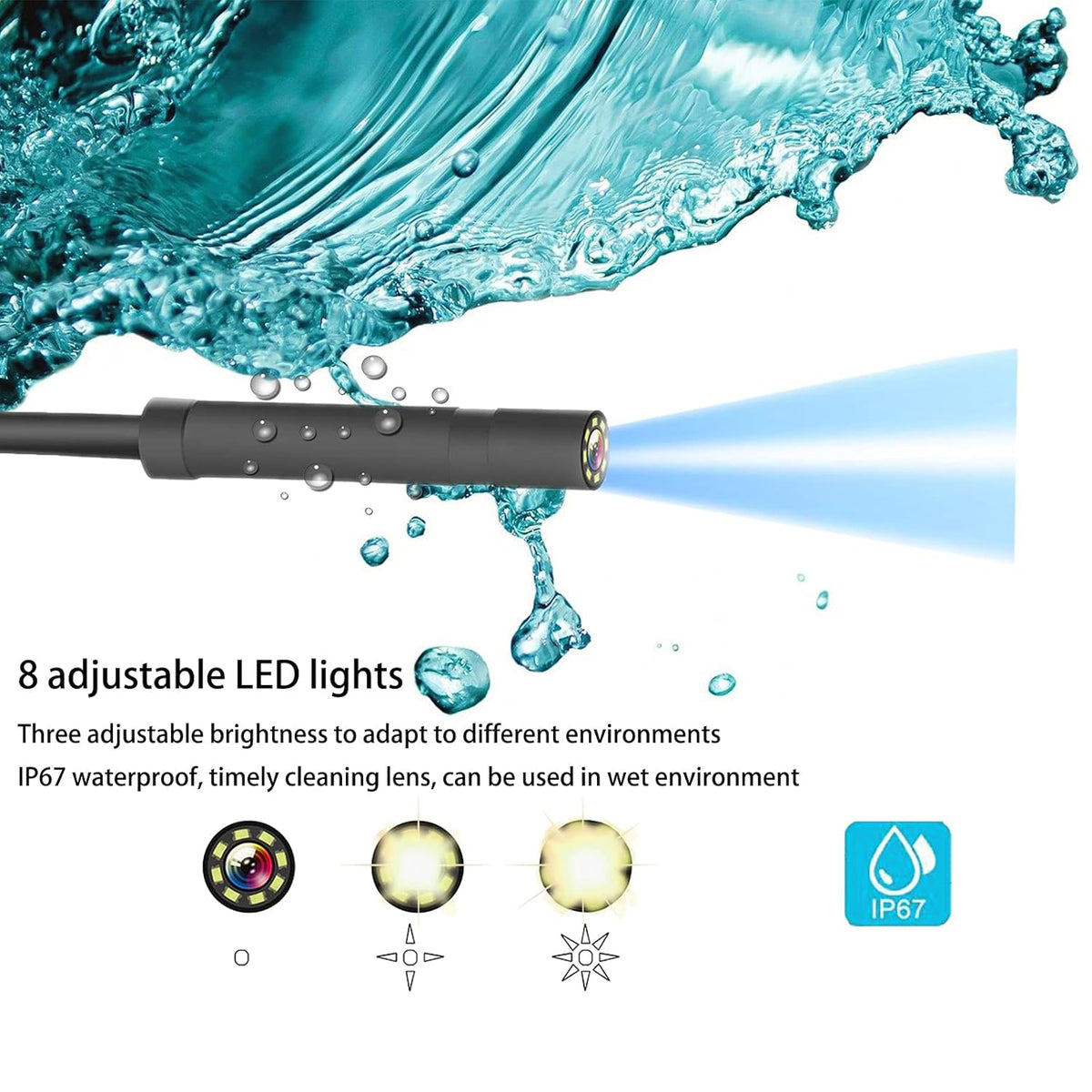 Endoscope Camera with Lights, 1080P HD Borescope Camera 4.3 Inch LCD Screen IP67 Waterproof, 3000mAh Battery, 32GB TF Card N5706